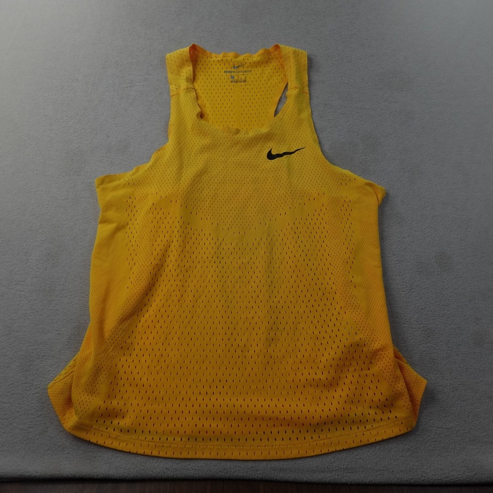 Nike AeroSwift VaporKnit Singlet Mens L Yellow Running Racing Tank AQ5247